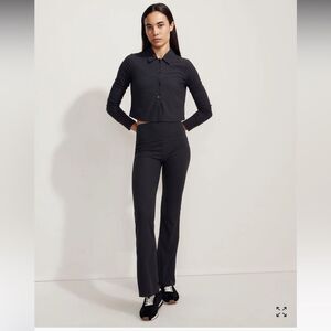 Madewell Black Ribbed Wide Leg Pants